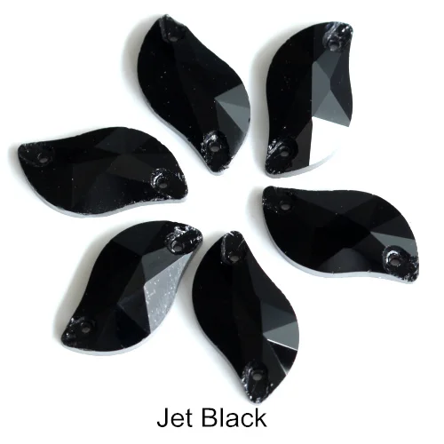 Jet Black Горячее предложение! Распродажа! 3 размера красный S лист формы пришить стразы с отверстиями Flatback Стеклянные стразы шьют-на Стразы для шитья одежды B0176 - Цвет: Jet Black