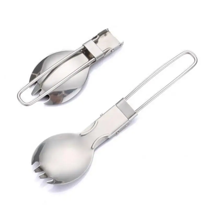 

Stainless Steel Folding Spoon Fork Ceramic Cutlery Camp Cooking Supplies Outdoor Tableware Outdoor Stainless Steel Cutlery