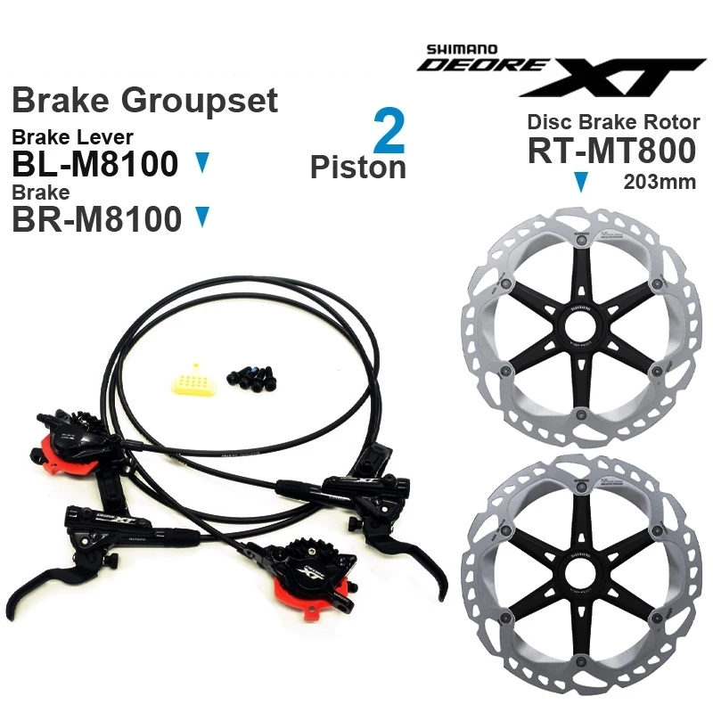 Гидравлический дисковый тормоз SHIMANO DEORE XT M8100 рычаг группового тормоза 2 поршневой