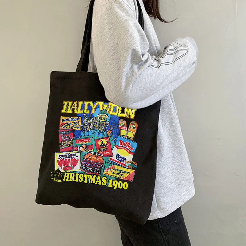 

Bolso de hombro con estampado de estrellas para mujer, bolsa de lona de gran capacidad, Estilo Vintage, informal, chic, 2021