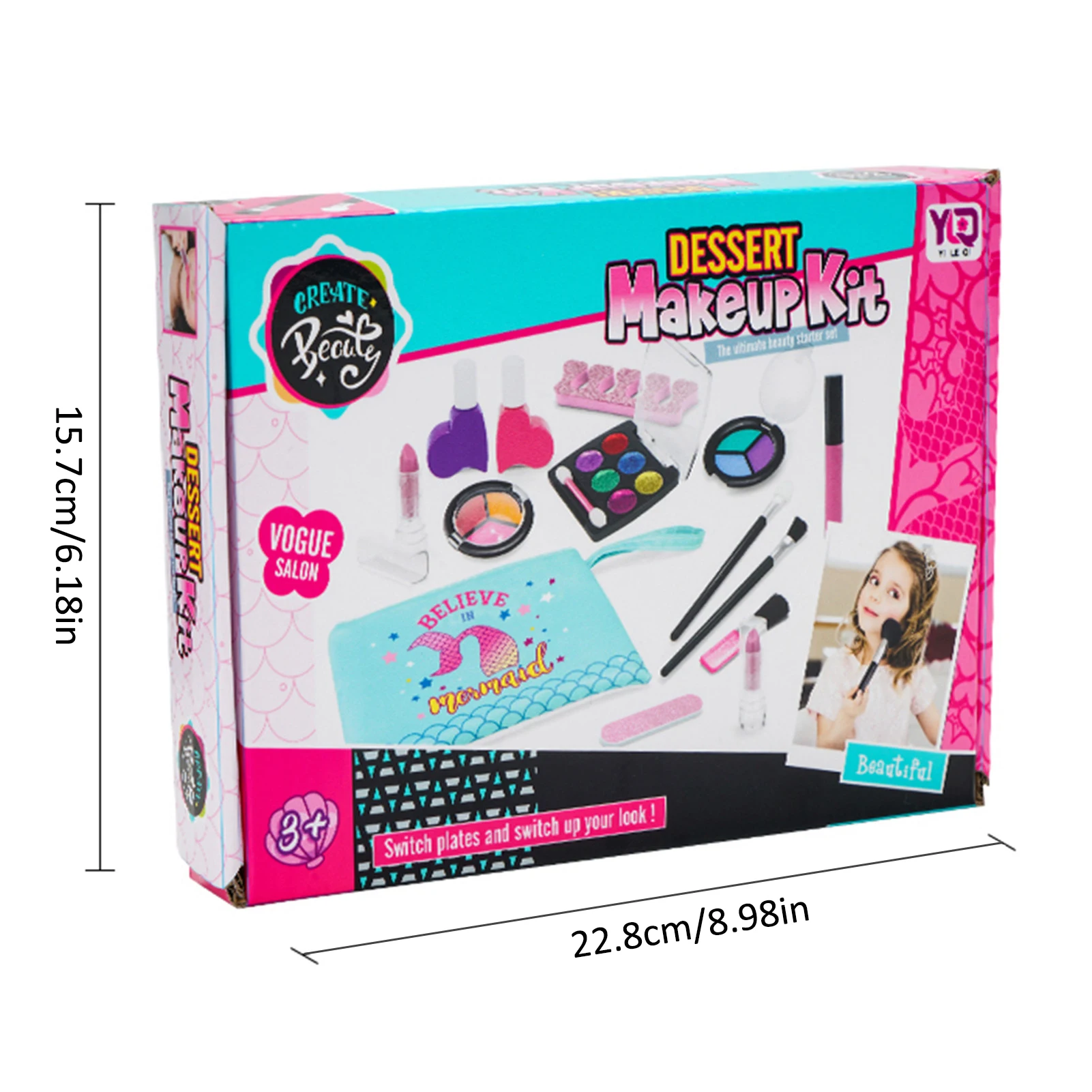 

14PCS Pretend Play Kid Make Up Washable Girls Makeup Toys Pink Makeup Set Princess Hairdressing Simulation Plastic Cosmetic Toy