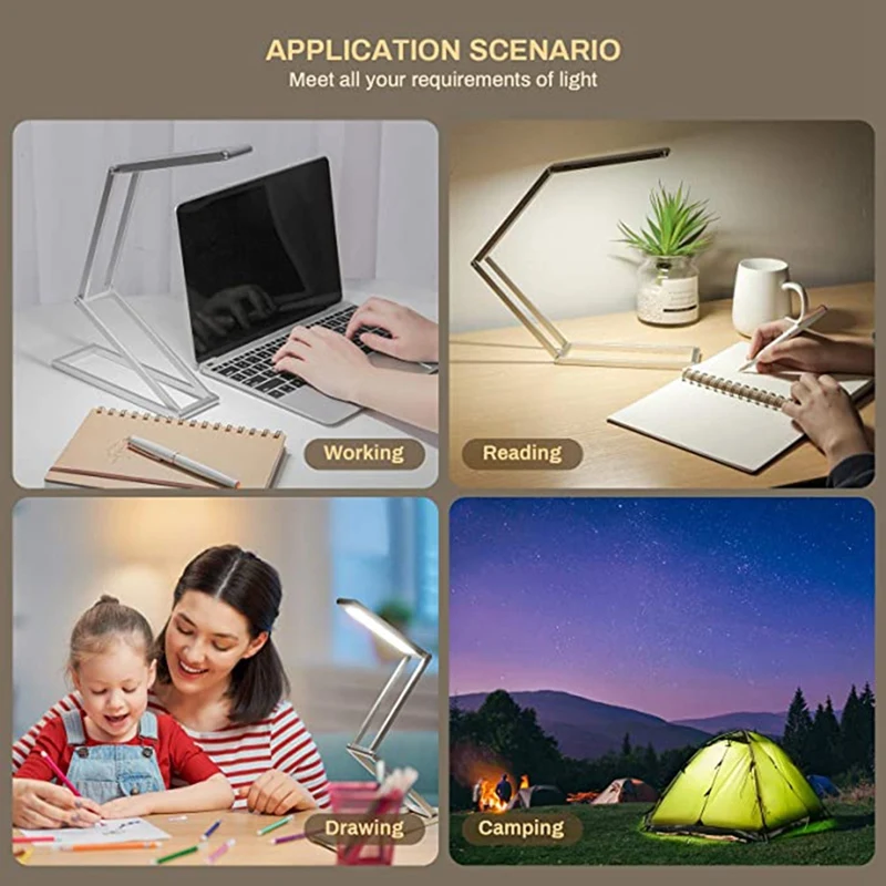 

LED Desk Lamp, Small Anti Blue Light Reading Desk Light for Home Office Adjustable Brightness, Foldable & Portable