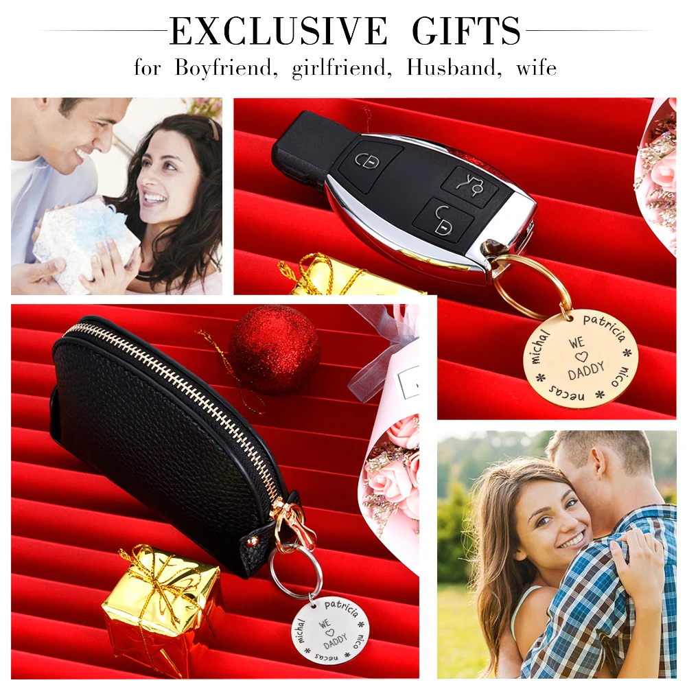 

Custom Name Keychain Personalized Metal Key chains Gift For Mom Dad Grandfather Grandmother Jewelry Bag Car Key Small Pendant