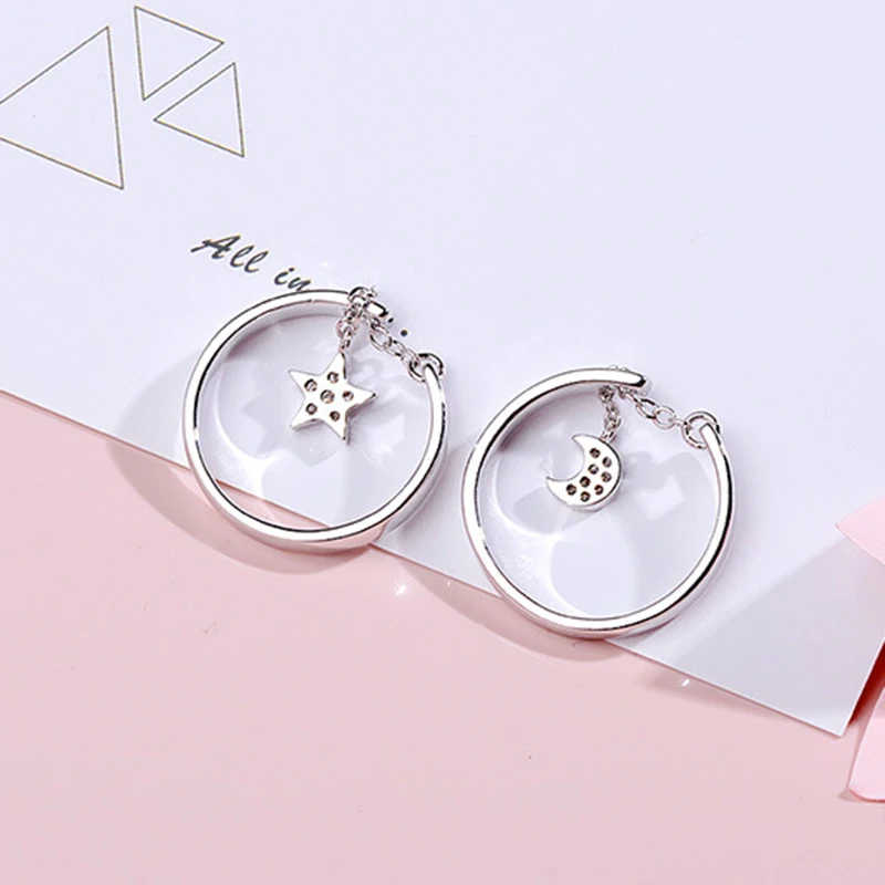 

Fashion Adjustable Moon Ring Chain Pendant Moon Rings for Women Girls Birthday Gifts Jewelry Cute bague femme