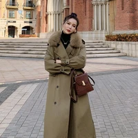 thicken parker windbreaker winter jacket coat women korean cotton padded outerwear long loose wool liner overcoat 2021 new