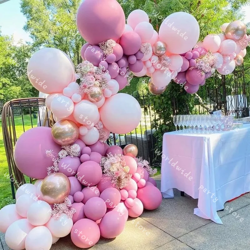 

Valentine's Day DIY 119 Pcs Peach Pink Balloons Garland Kit Rose Gold Chrome Latex Globos for Wedding Birthday Party Decorations