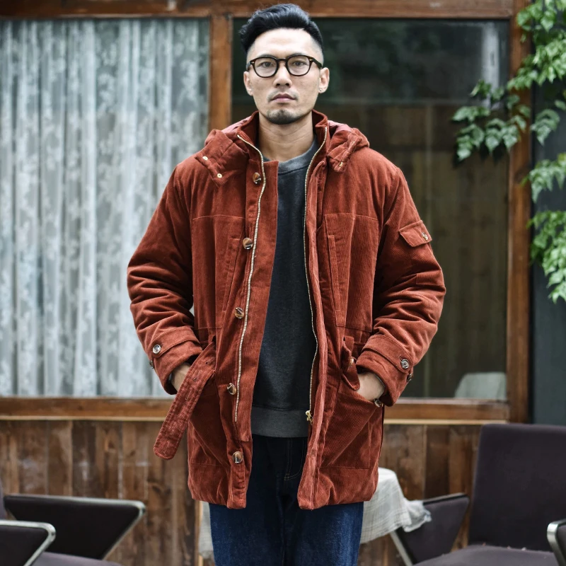 

SauceZhan Men Jacket velvet jacket Parkas Men Corduroy Coat Parkas Outerwear Coat Winter Coat Men Mens Winter Jackets and Coats