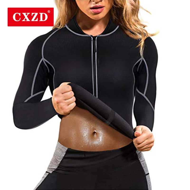 CXZD женский неопреновый жилет для сауны с рукавами тренажерного зала горячий пот