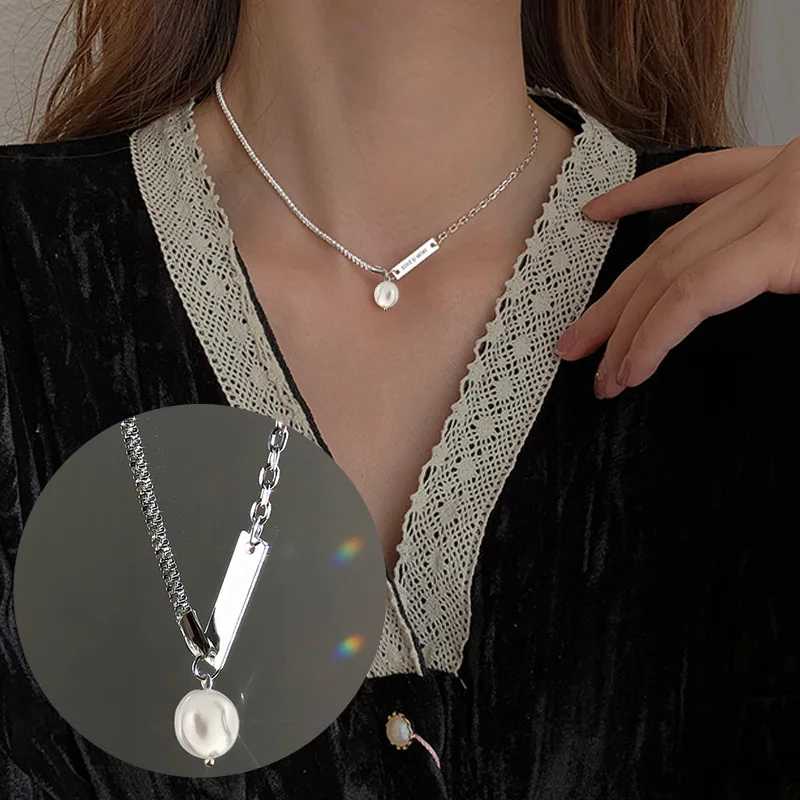 

Goth Pearl Choker Necklace Gold Diamond Pendants Chain Beads Necklace Chocker Collar for Girl Jewelry
