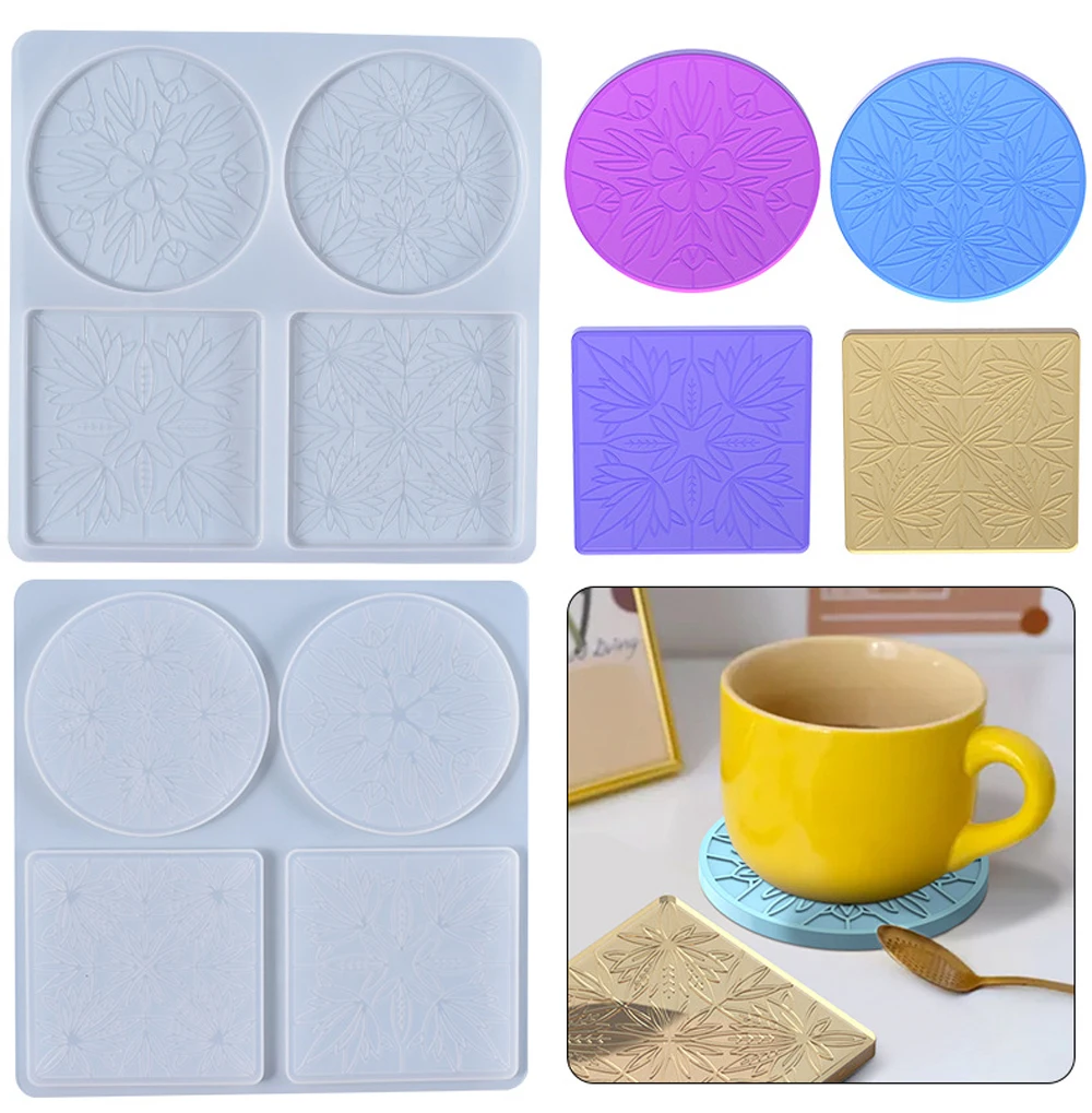 Silicone Mold Sweet Home round square Fluid Artist Making Mandala Coaster Epoxy Resin Molds Art Supplies Home DIY Accessory