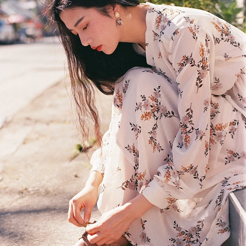 2020 винтажное женское богемное Шифоновое Платье макси с цветочным принтом