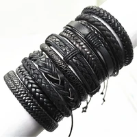 men black bracelets 10pcsset wrap woven fashion handmade men bracelets women leather bracelet men bangle wholesale jewelry gift