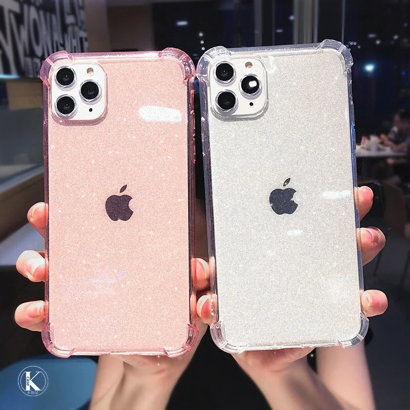 

Shining Glitter Powder Phone Case For iPhone 14 Pro Max 13 12 11 X XS XR 7 8 Plus SE 2020 Mini Transparent Soft Shockproof Cover