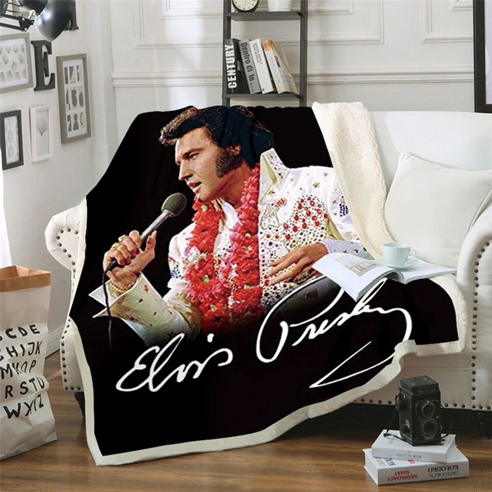 2021 Elvis Presley 3D Blanket for Beds Hiking Picnic Thick Quilt Fashionable Bedspread Fleece Throw Blanket style-2