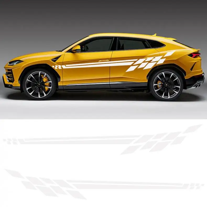 

1 Pair 310CM PVC Car Stickers and Decals Stripe Lattice Personality Car Racing Waist Line Mudguard Body Side Body Sticker