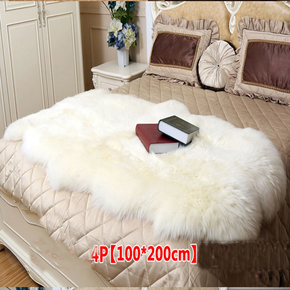 Белый Австралийский коврик из овчины Натуральная кожа с натуральным мехом