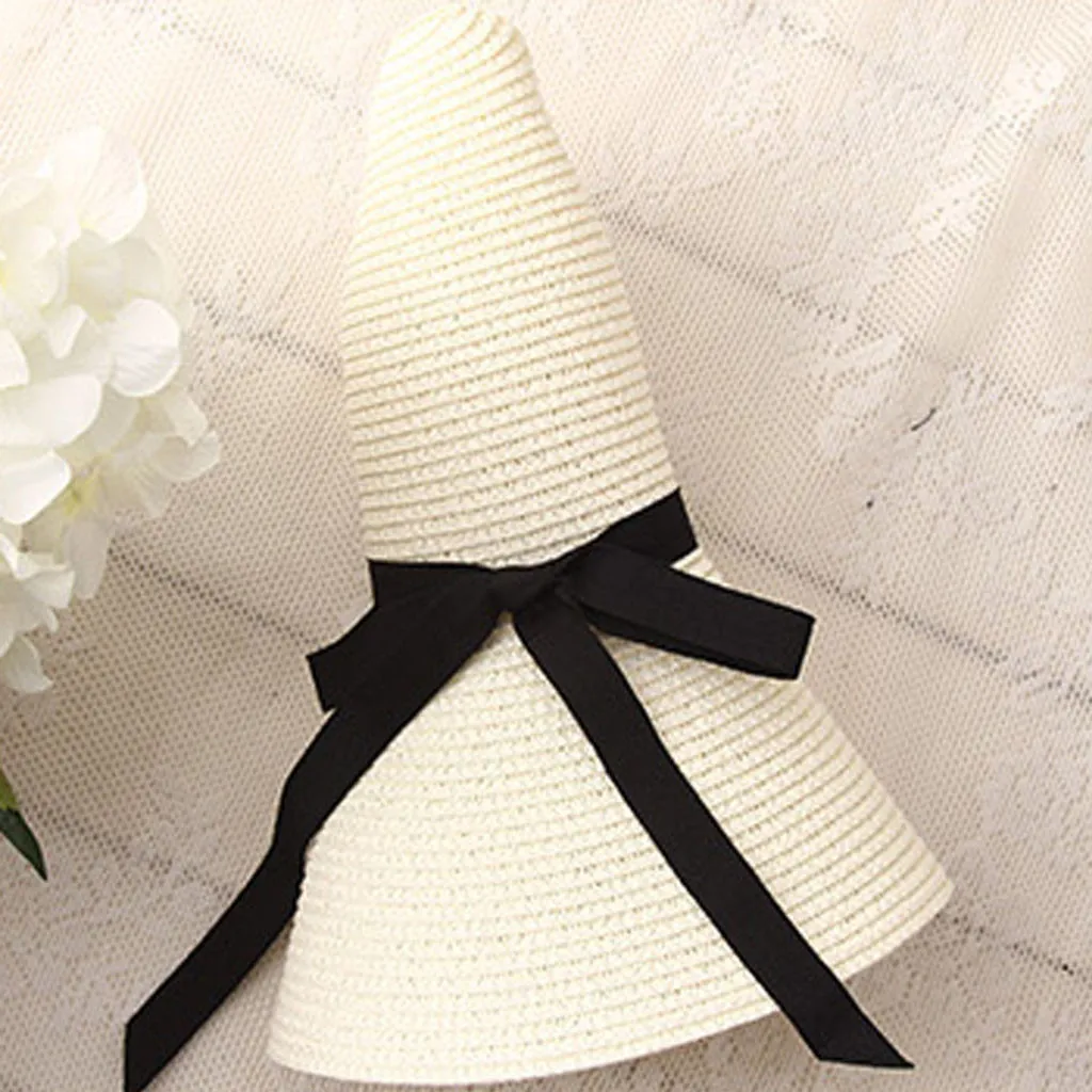 

New Summer Wide Brim Straw Hats For Women Sun Hat Ladies Floppy Beach Sun Visor Foldable Cap Anti-ultraviolet L*