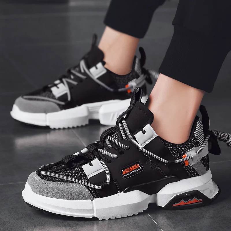 Мужские кроссовки легкие сникерсы из дышащего материала с сеточкой и шнуровкой