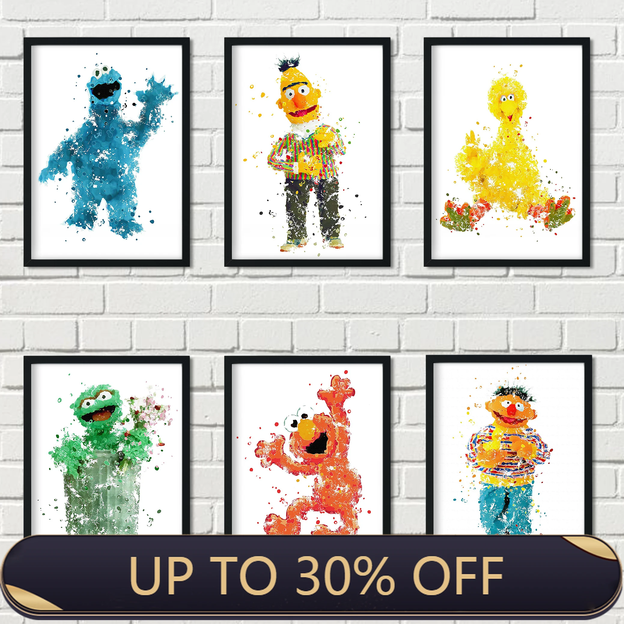 

American popular children's animation Sesame Street character family decoration poster art decoration canvas painting