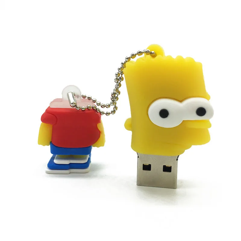 Милый мультяшный usb флеш-накопитель, 128 ГБ, память usb 2,0, 16 ГБ, 4 ГБ, 8 ГБ, usb флешка, 64 ГБ,, креативная Флешка Симпсон, 32 ГБ, флешка