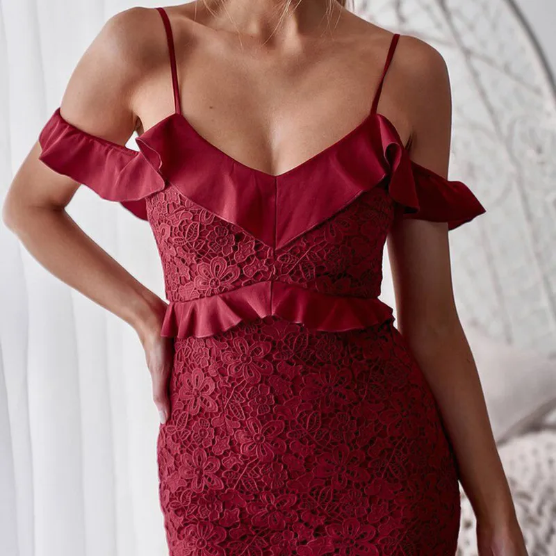 Модные Вечерние Платья Русалочки кружевное Открытое платье с оборками