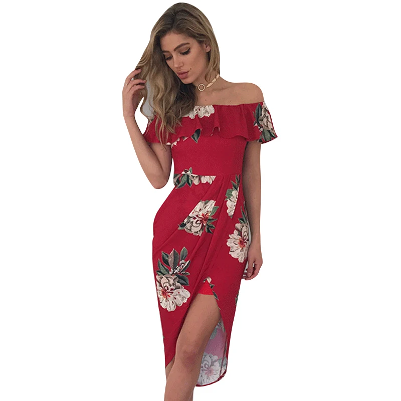

Chiffon Dress Plus Size Slash Neck Butterfly Sleeve Split Maxi Dress Sexy Printed Dresses Woman Party Night