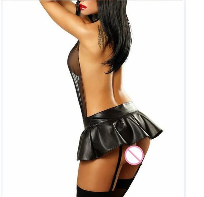 Латексное сексуальное женское эротическое нижнее белье комбинация для ролевых