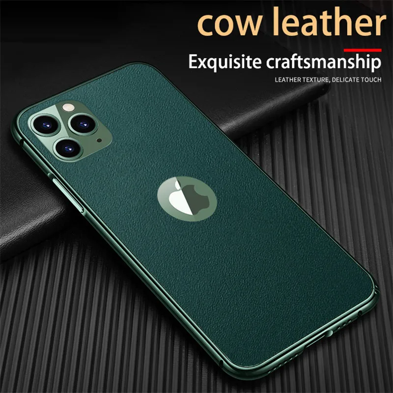 Чехол из коровьей кожи с металлической рамкой для iPhone11 pro max iphone 7 8 plus x xr xs