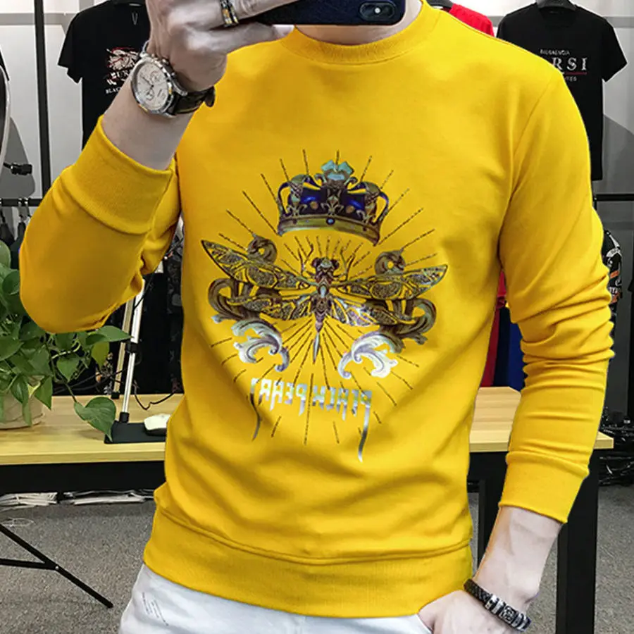 

2021 fashionable hot drill collar fleece men fall big yards long sleeve printing sweater coat of cultivate one's morality
