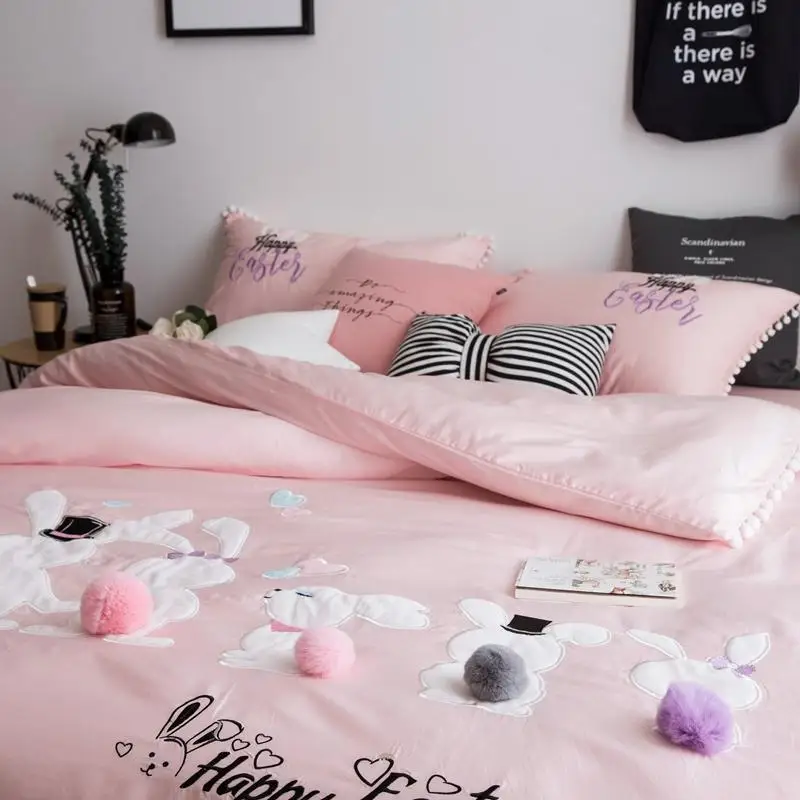 J1 розовый желтый вышитым мультяшным изображением &quotКролик&quot а ля 60ые