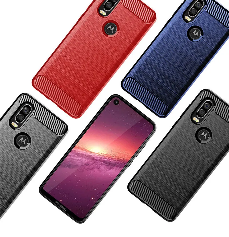 Drawing Pattern Moto One Vision Case Shockproof Soft Tpu Carbon Fiber Back Cover Cases For Motorola |