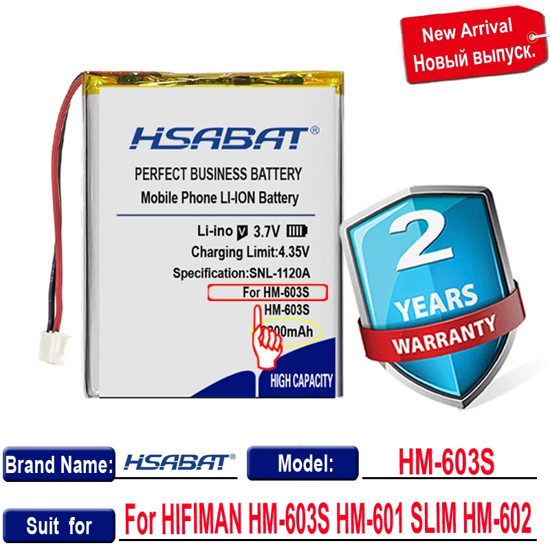 HSABAT аккумулятор высокой емкости 3800 мАч для HIFIMAN HM 603S 601 тонкий 602 батареи