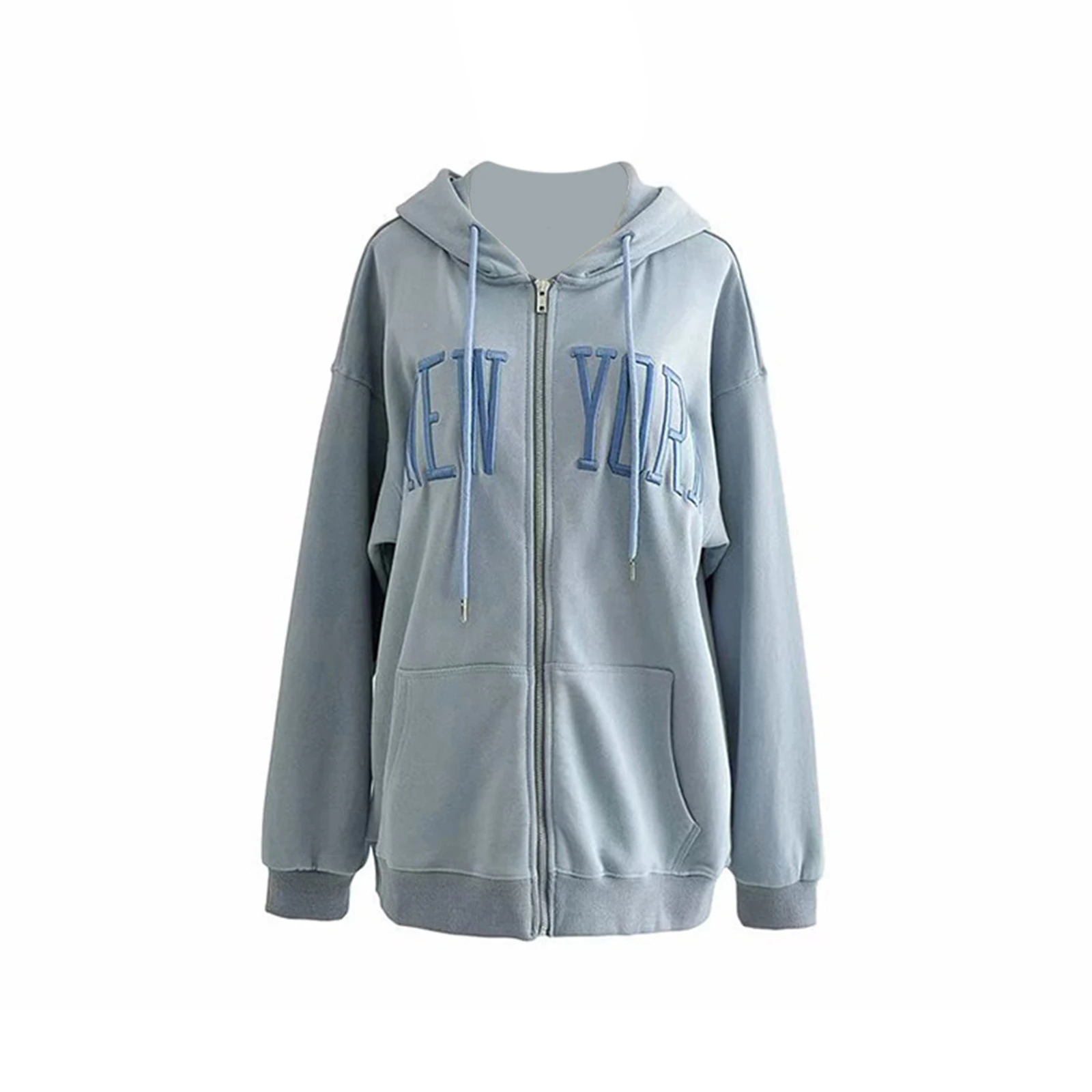 

Women’s Full Zip Hoodies, Female Fall Winter Casual Long Sleeve Blouse Tunic Letter Embroidery Oversized Sweatshirts Coat jacket
