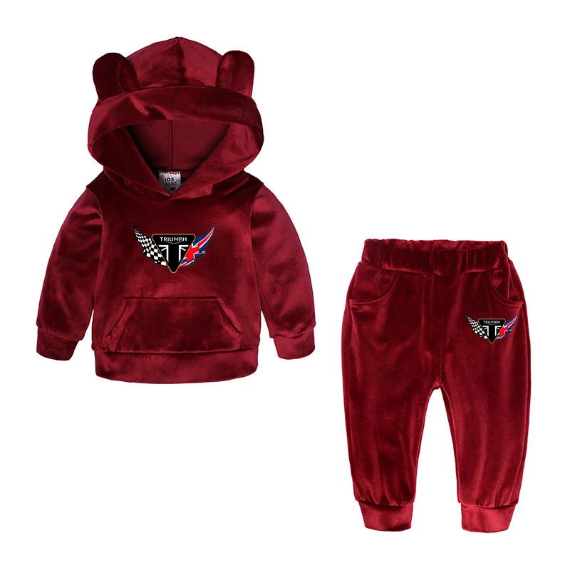

TRIUMPH - Kids' Hooded Tracksuit Set, New Spring Fall 2021 Collection, with Logo, Solid Color, Fashionable, Warm Outfit