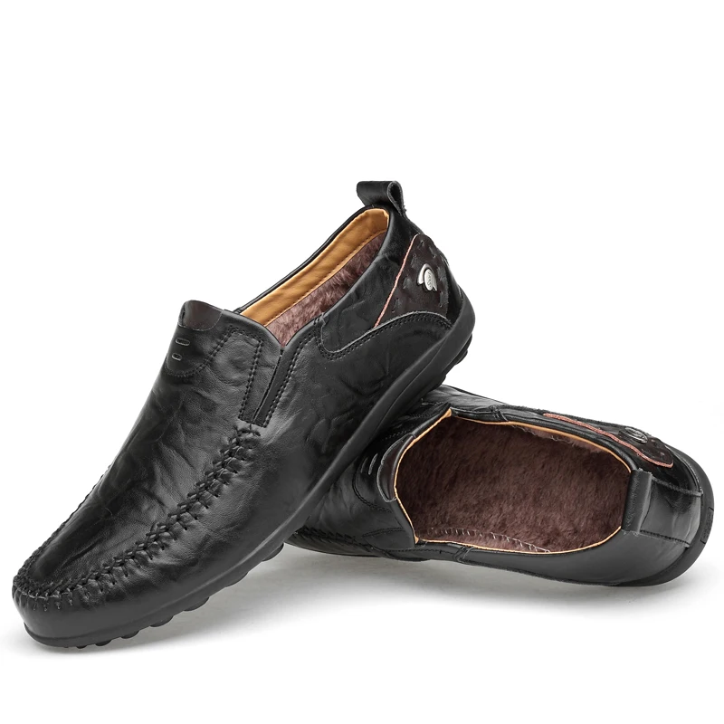 DM72 Designer Handmade Genuine Leather Men Casual Shoes Luxury Brand 2020 Loafers Moccasins Winter Slip on Black Formal Shoe | Обувь