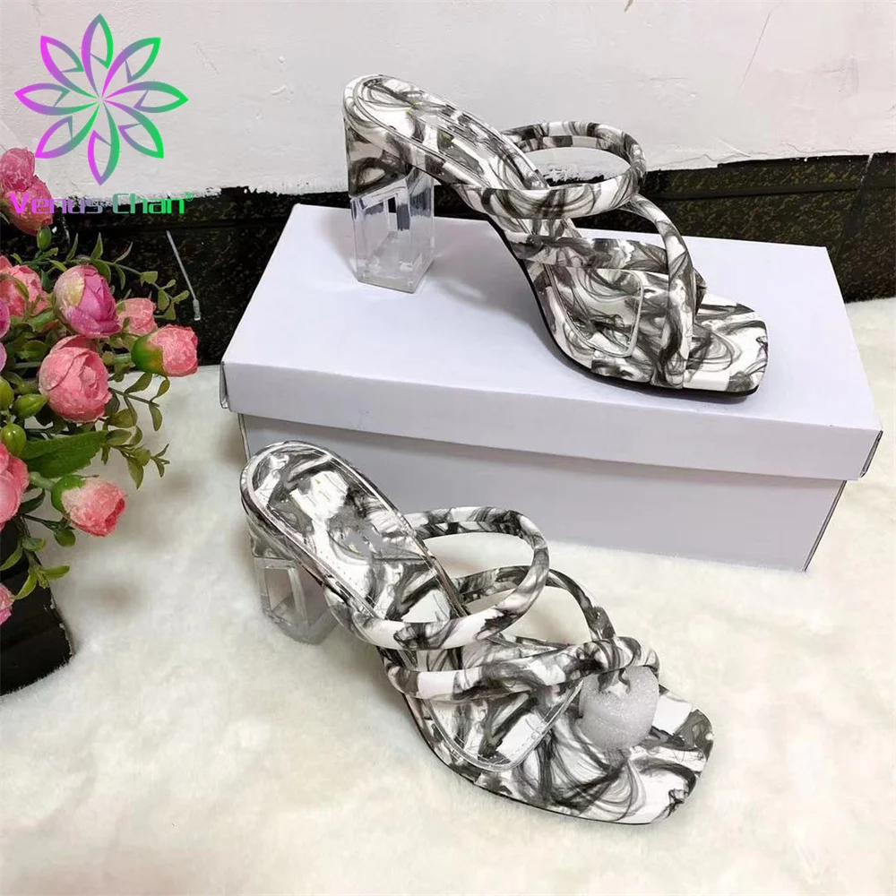 

Fashionable 2021 Nigerian Women Shoes in Multi Color Square Toe Shinning Pu Leather Transparent heel Shoes for Wedding Partty