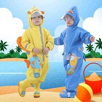1 10 years children cartoon jumpsuit raincoat hooded cartoon fish kids one piece suit baby waterproof sets