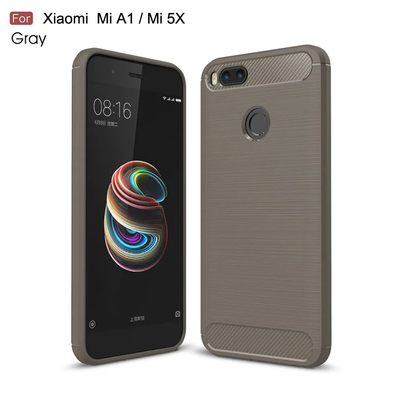 Серый Whyes Мягкий силиконовый чехол для Xiaomi mi 5X A1 mi 5X из углеродного волокна противоударный чехол из ТПУ для Xiaomi mi 5X чехол - Цвет: Серый