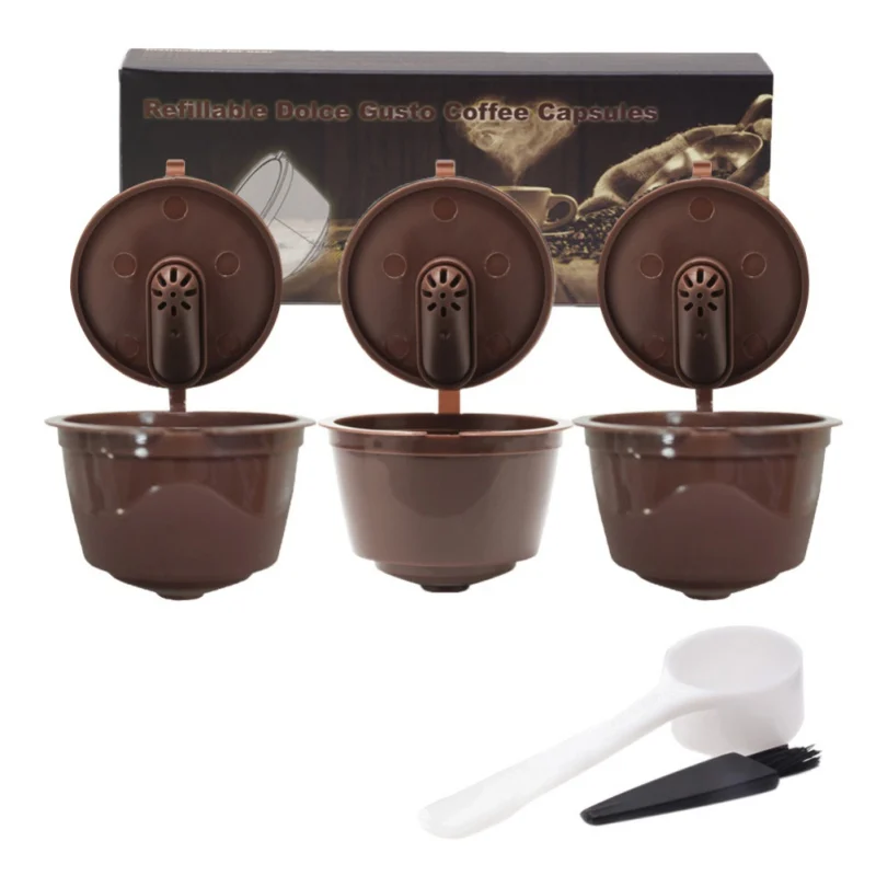 3 Pieces Reusable Coffee Filter Pods Upgraded Refillable Capsule Version With Scoop And Brush Aroma Of The | Дом и сад