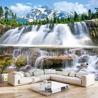 custom 3d mural wallpaper classic landscape painting snow mountain waterfall fresco living room tv sofa bedroom papel de parede