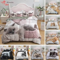 lovely pet cat bedding set cute kitten duvet cover with pillowcase single bed sets queen king size luxury animal quilt covers