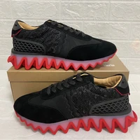 men high top shark shoes real leather original quality red bottom flat brand shoes sole with box size 47