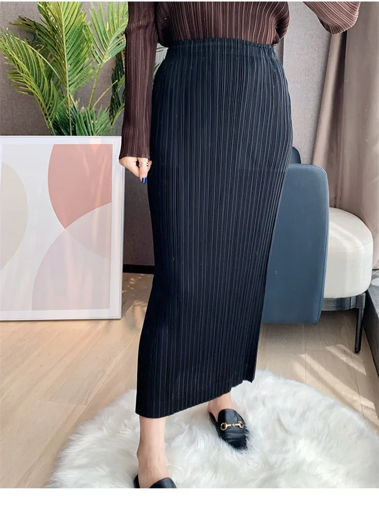 Женская плиссированная юбка Miyake летняя прямая эластичная голубого цвета 2021 |