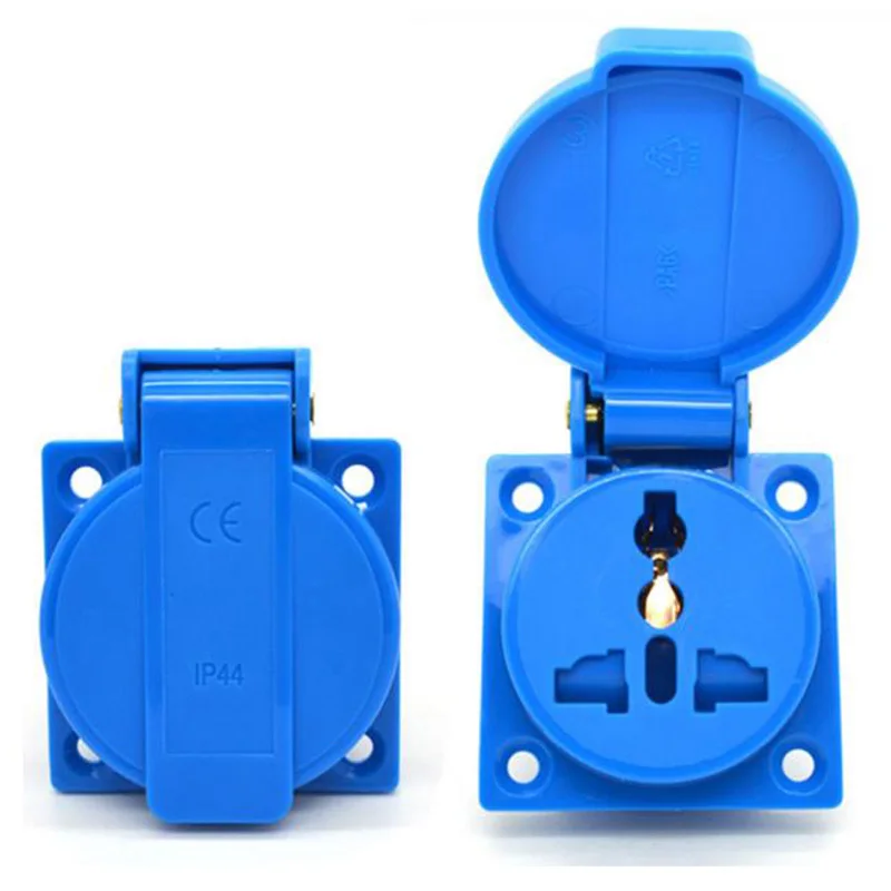 Универсальная Промышленная безопасная розетка черного и синего цвета 10 А 250 В IP44
