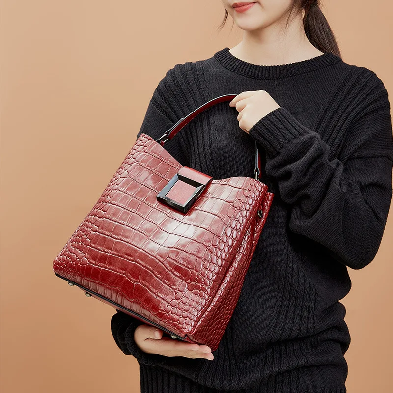 

GAGACIA Luxury Bucket Bags For Women 2021 New Fashion Women's Genuine Leather Messenger Shoulder Crossbody Bags Bolsos Mujer Sac