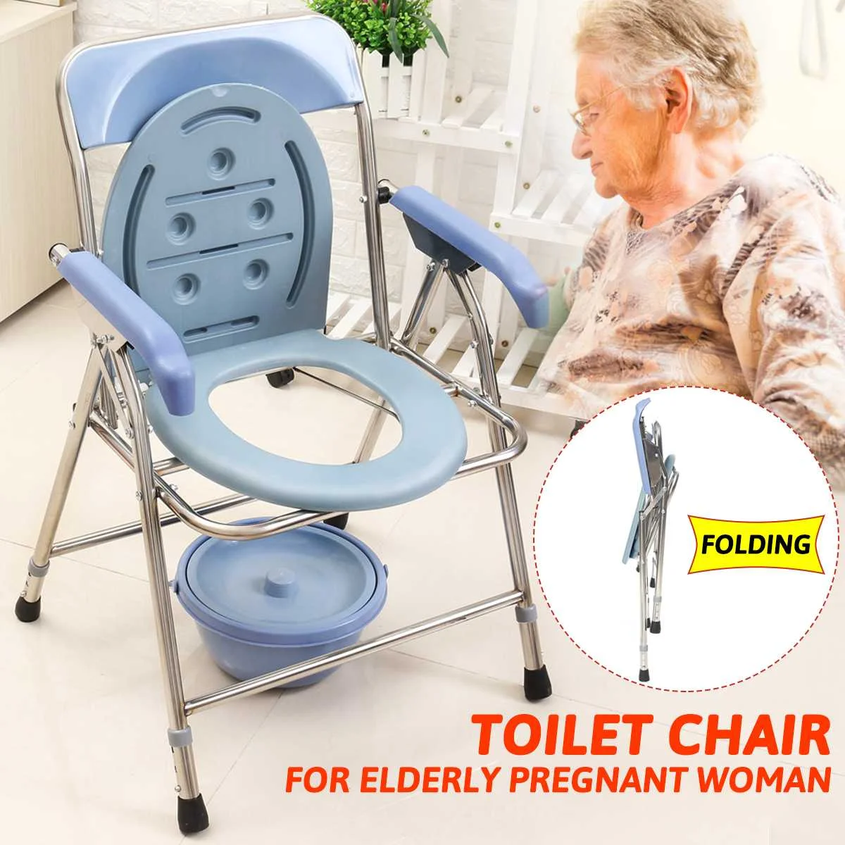 

Folding Bedside Commode Chair Heavy Duty Commode Toilet Chair Toilet Safety Medical Commode Old Man Pregnant Woman Toilet Chair