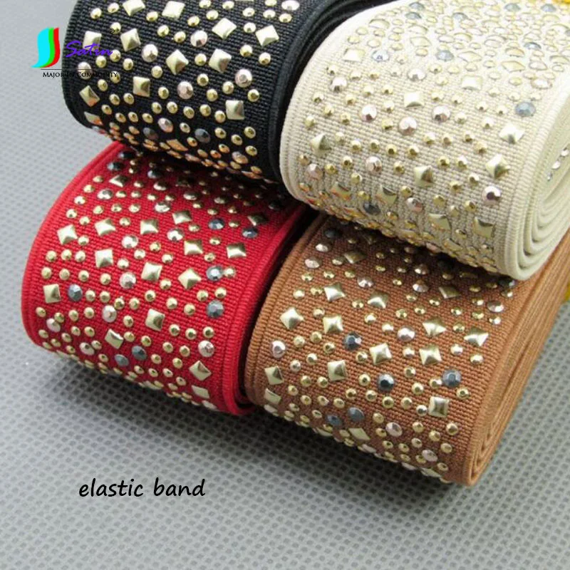 Металлическая эластичная лента S0493L в стиле Звезд черная красная коричневая