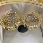 Женские серебряные серьги из бамбука с именем под заказ