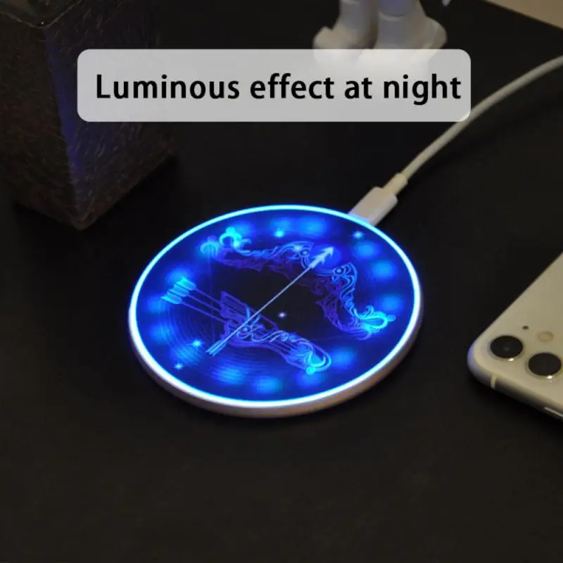 

New 15W QI Wireless Charger Pad For IPhone X XR XS 11 12 8 Fast Wirless Charging Samsung S10 Note9 Constellation Metal Charging