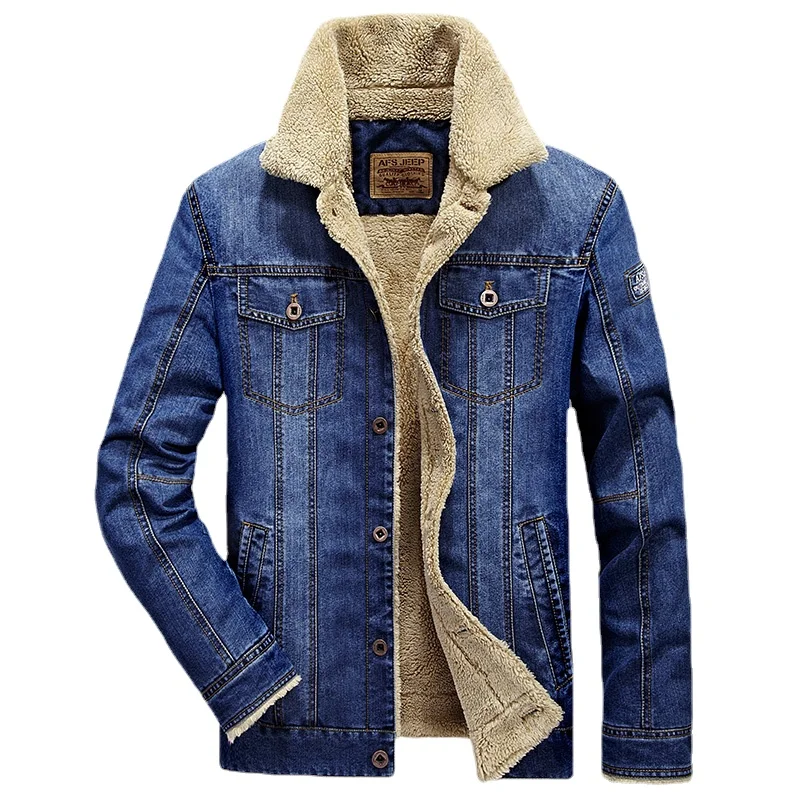 

Мужская куртка и пальто M-6XL, брендовая одежда, джинсовая куртка, модная мужская джинсовая куртка, плотная теплая зимняя верхняя одежда, мужс...